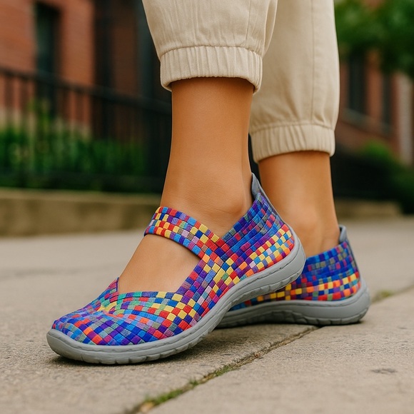 Corkys Shoes - EUC Womens Corey’s Liz Rainbow Boho Fashion Flats size 9 Multi-Colored